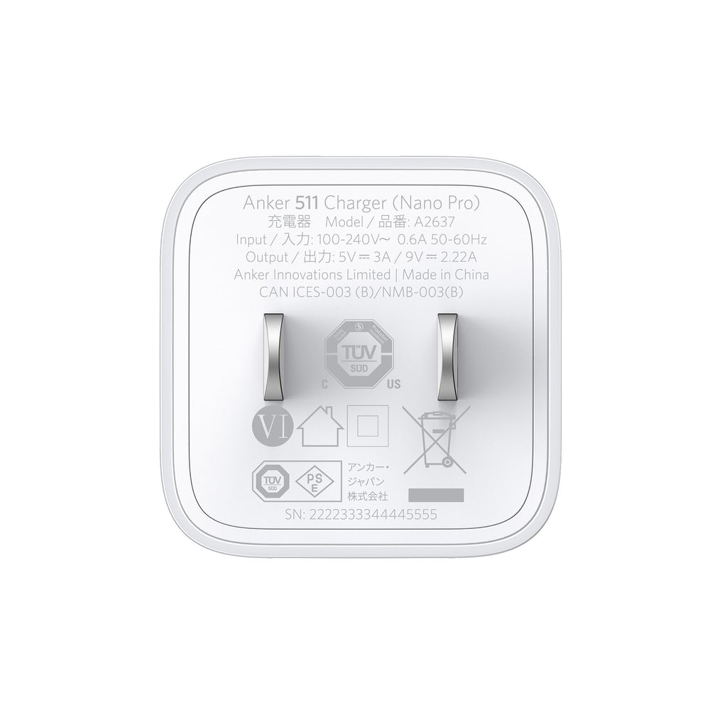 Cargador Anker Usb, c 20w Blanco Carga Rápida Compacto