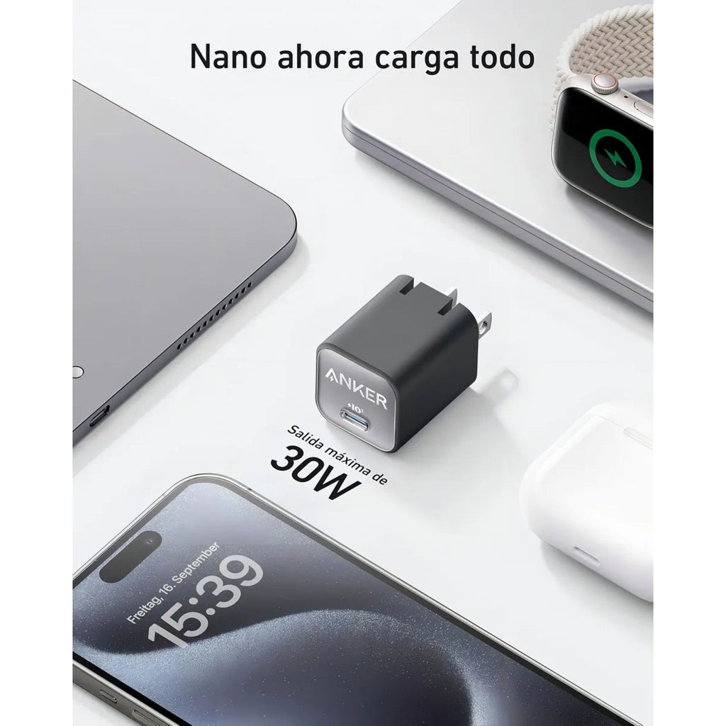 Cargador Anker Usb C Pared Negro 30w Rápido Tipo C Negro
