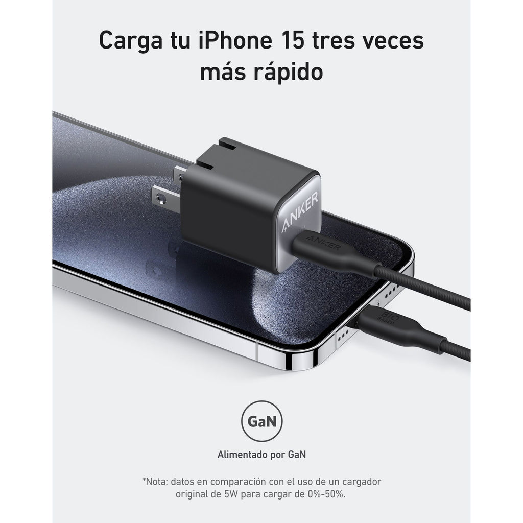 Cargador Anker Usb C Pared Negro 30w Rápido Tipo C Negro