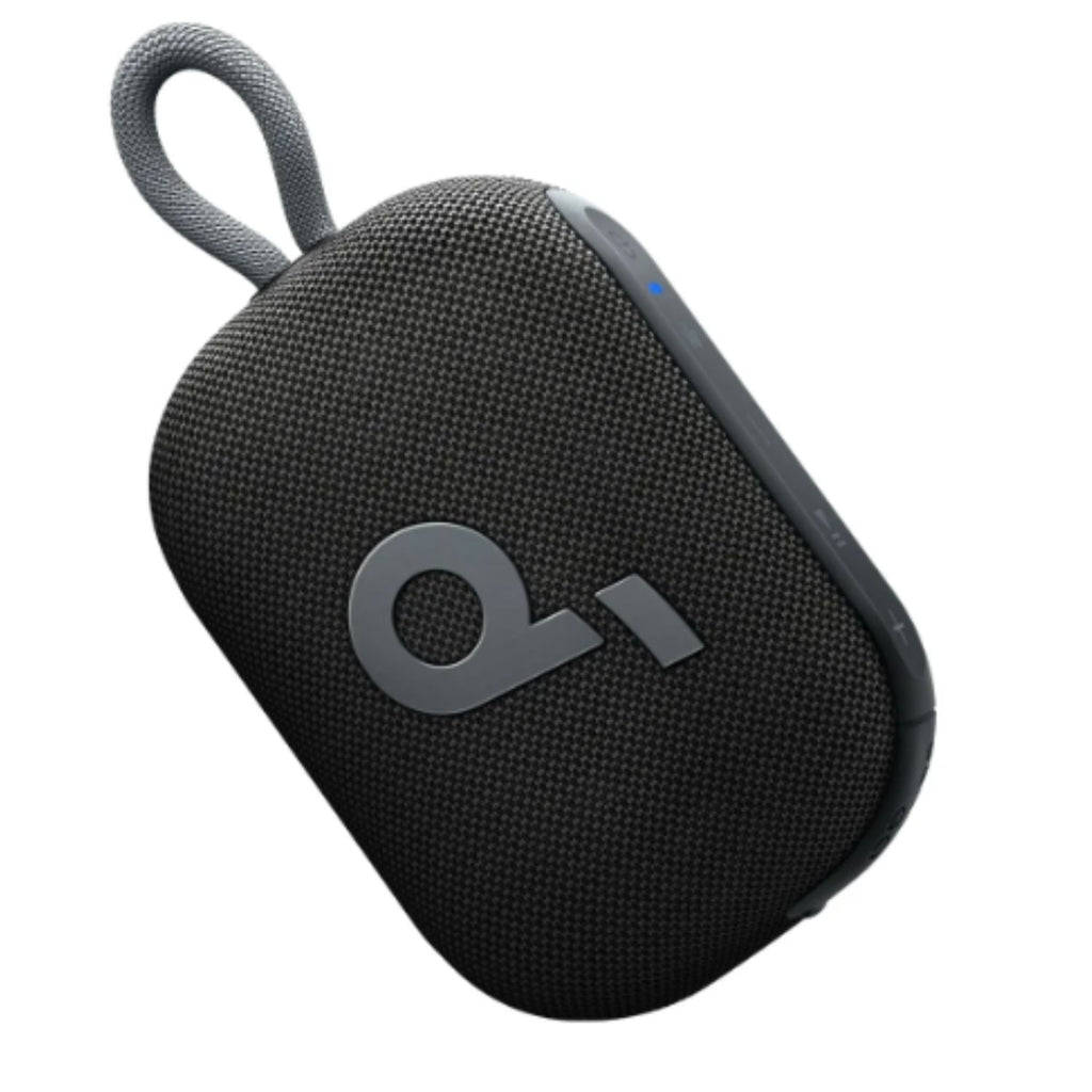 Parlante portátil Select 4 Go negro con malla texturizada, asa lateral y botones superiores
