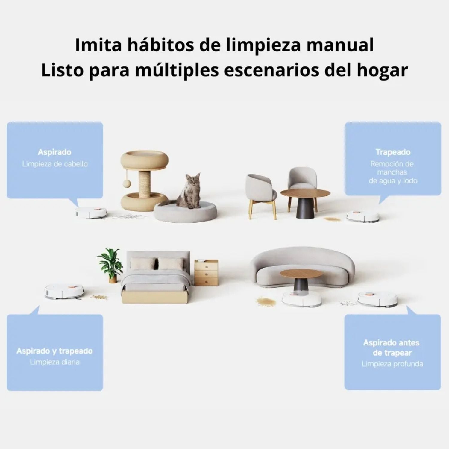 Robot Aspirador Xiaomi H40 10000Pa Anti-Enredos Aspirado y Trapeado Navegacion LDS Bolsa 4L 180 Min