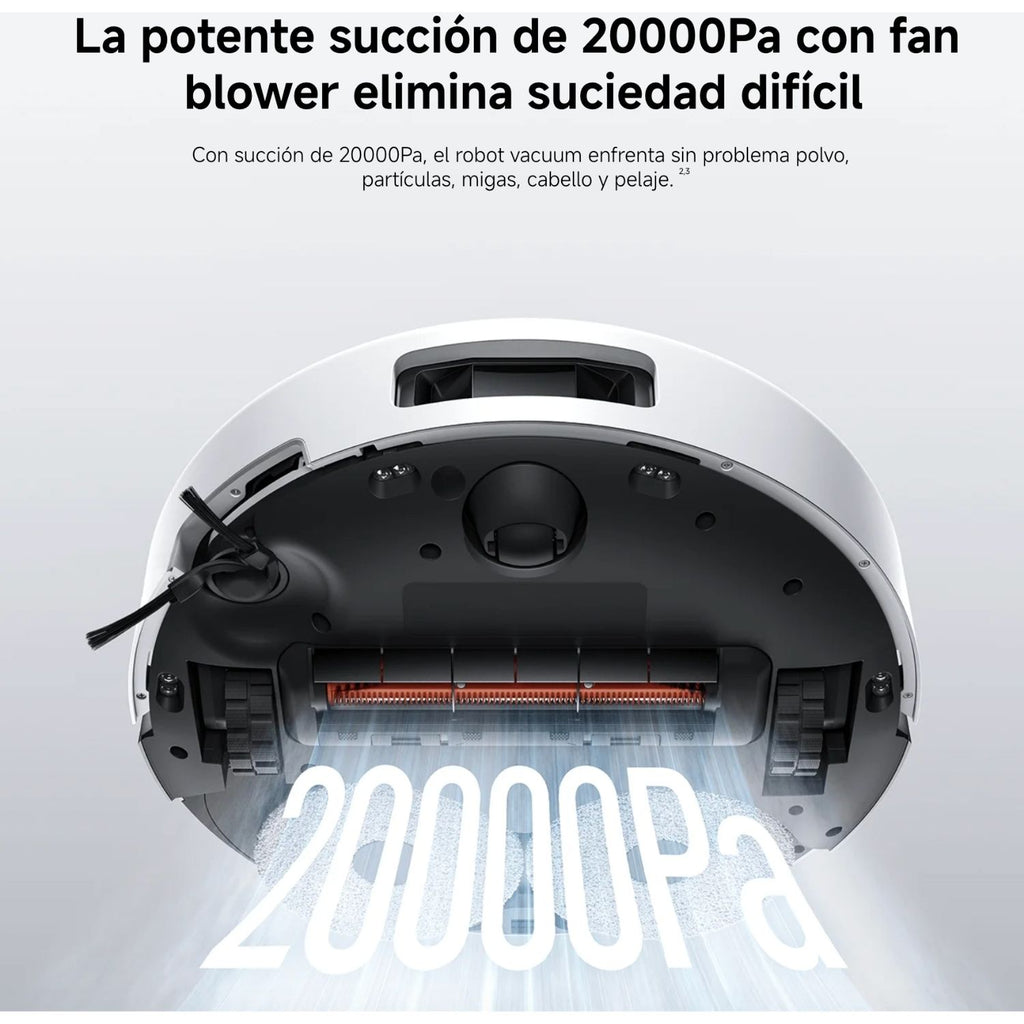 Aspiradora Robot Xiaomi Robot Vacuum 5 20000Pa Radar dToF Retractil Mopa Extensible Autolavado Agua Caliente 140 Minutos Blanco Original + Accesorio de Regalo
