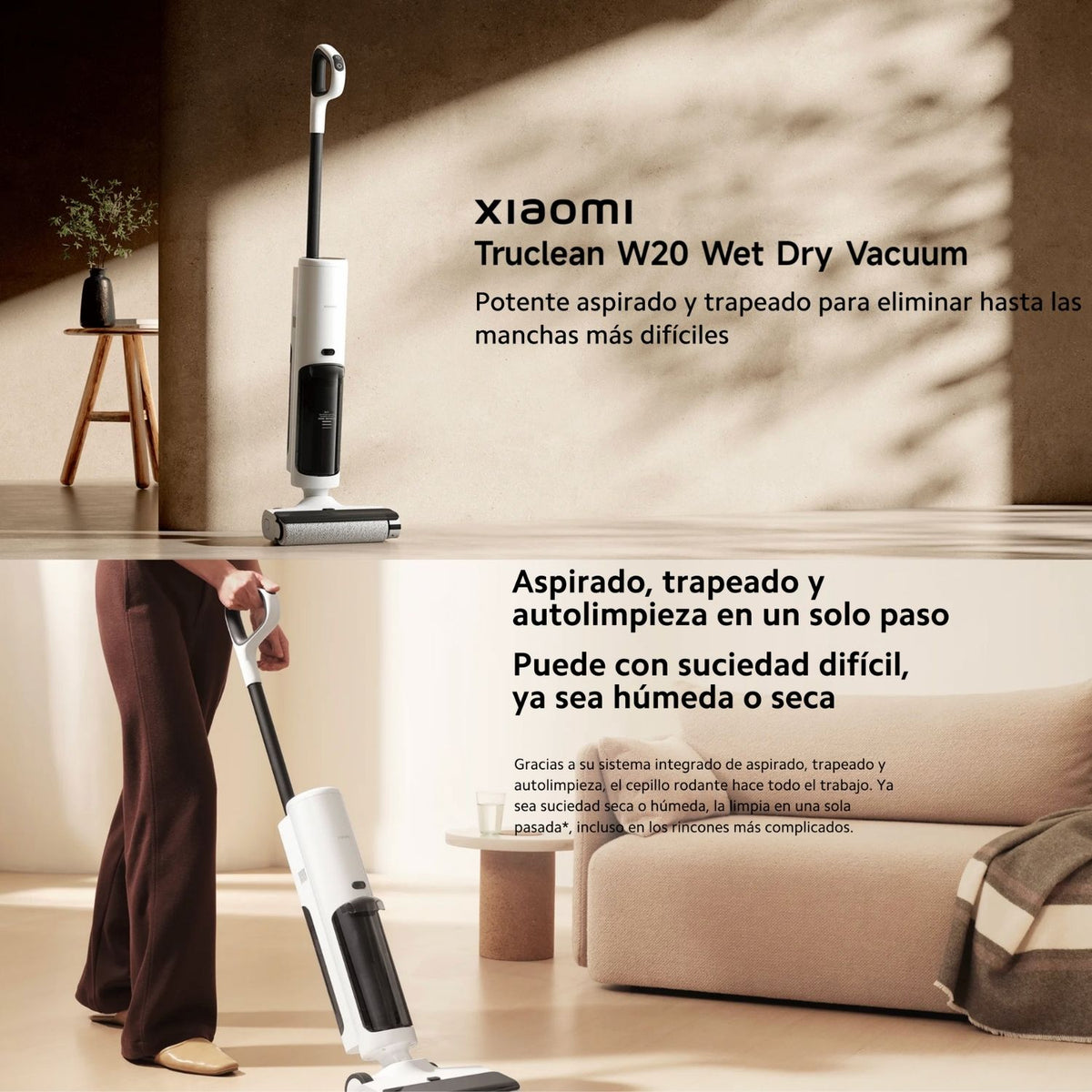 Aspiradora Xiaomi Truclean W20 Wet Dry Vacuum 15000Pa Aspira Trapea Líquidos Autolavado Original + Acceosrio de Regalo