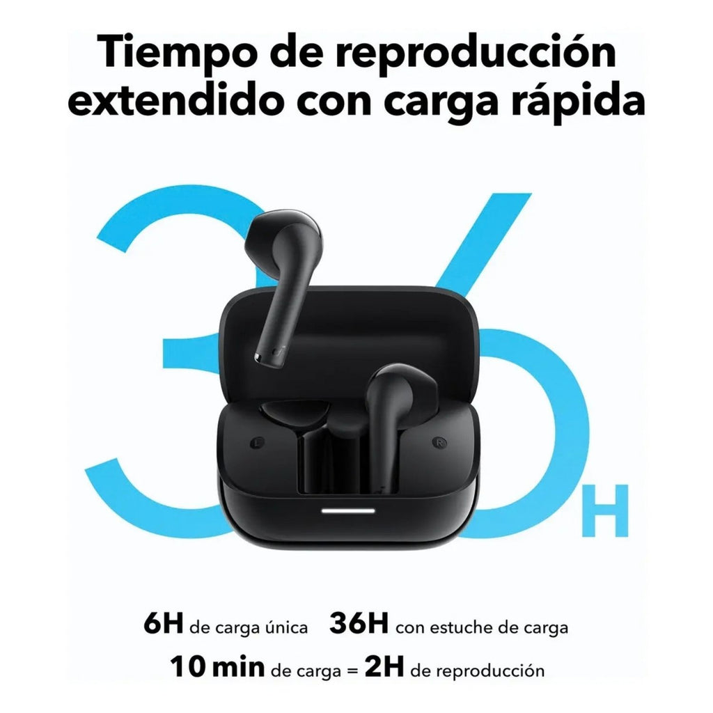 Audífonos Soundcore by Anker K20i Semi In-Ear TWS Bluetooth 5.3 36 Horas BassUp IPX5 Modo Gaming Negro Original