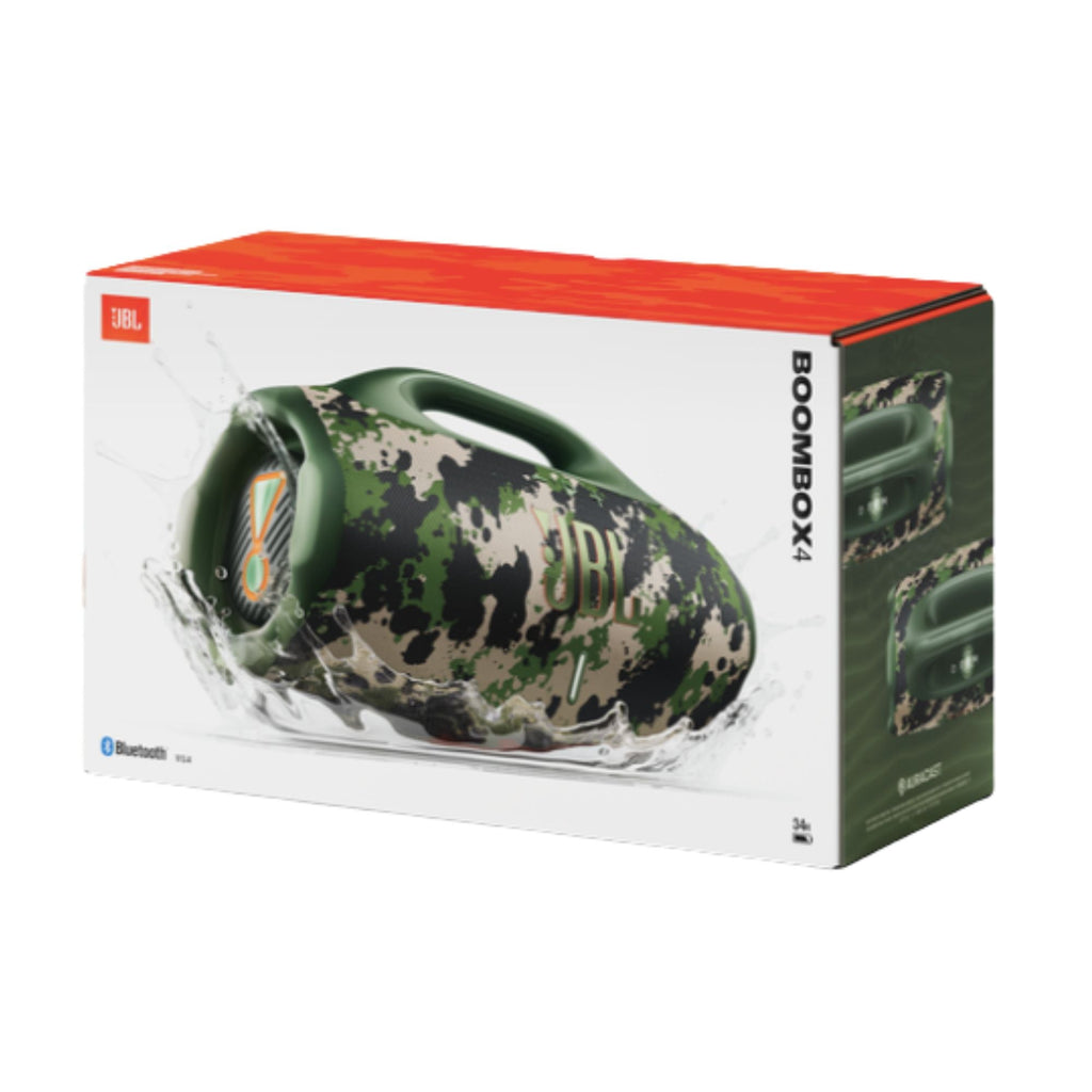 JBL Boombox 4 Parlante Bluetooth Potente 180W JBL Pro Bass Boost 34H Bateria IP67 Camuflado