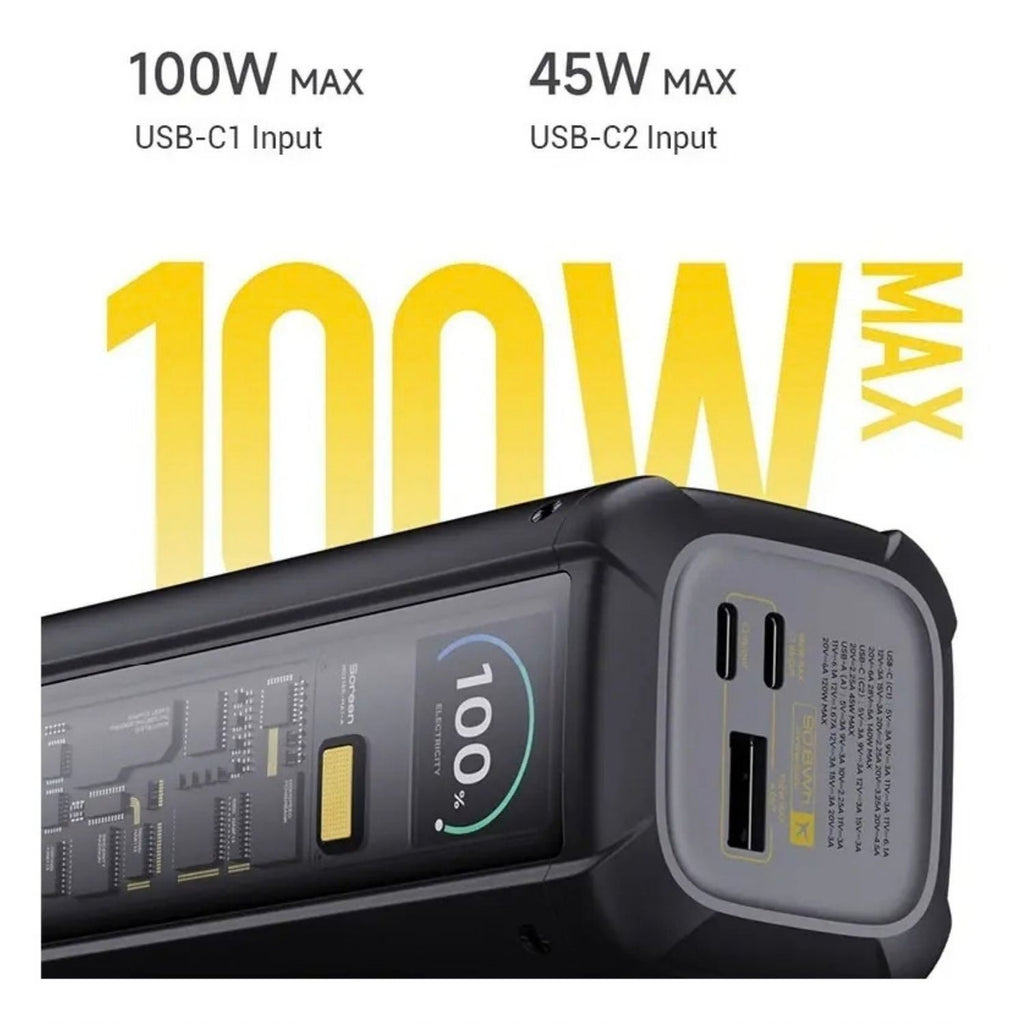 Batería Portátil Xiaomi HyperCharge 212W 25000mAh USB-C 140W USB-A 120W Pantalla LCD Diseño Transparente Negro Original