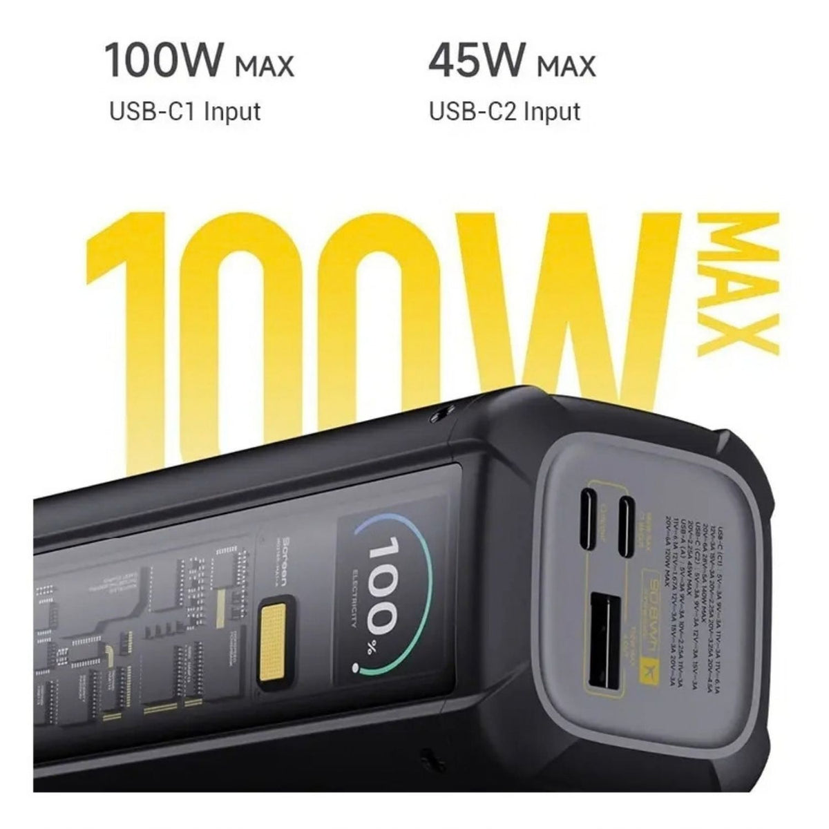 Batería Portátil Xiaomi HyperCharge 212W 25000mAh USB-C 140W USB-A 120W Pantalla LCD Diseño Transparente Negro Original