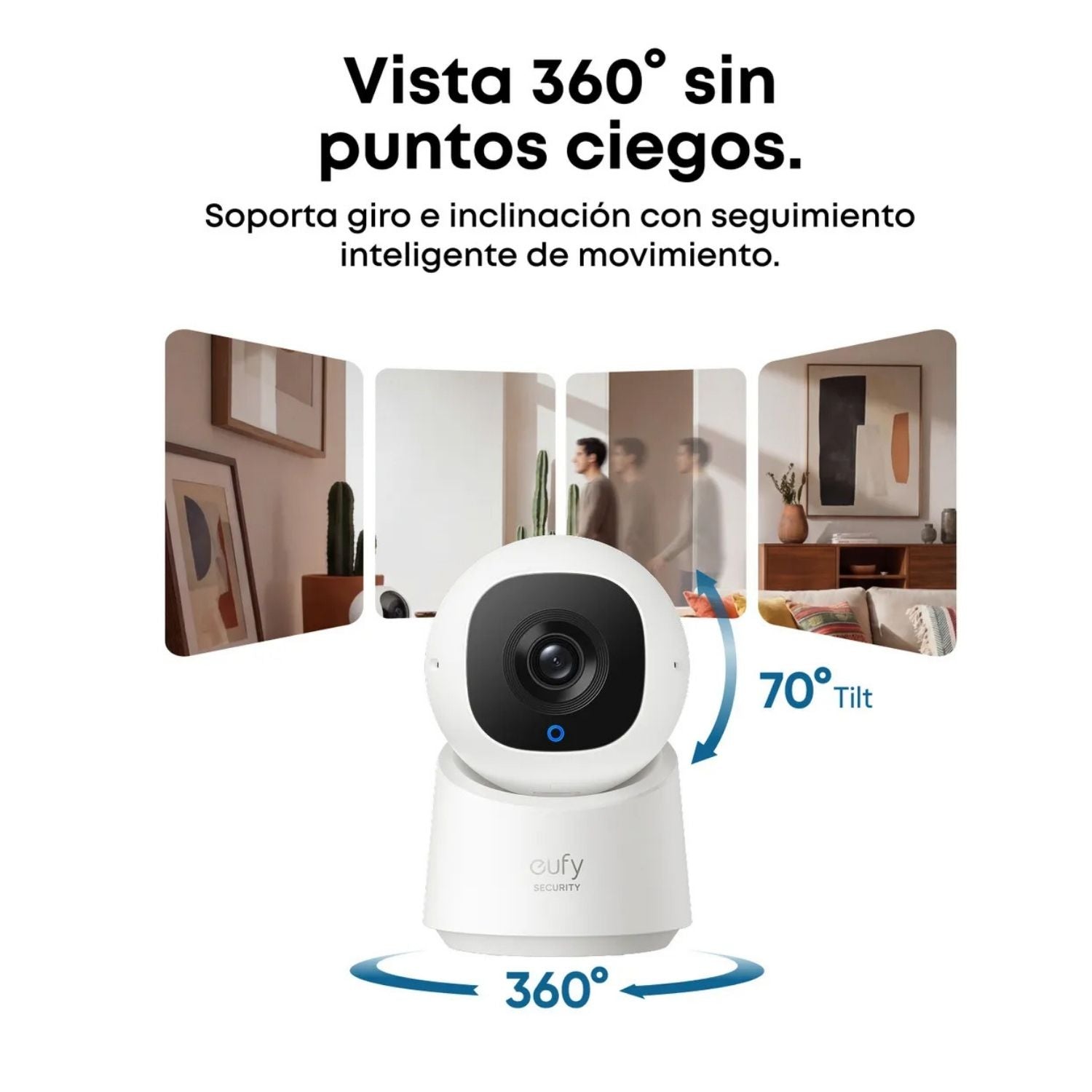 Camara de Seguridad Eufy C220 Interior 2K 360 Grados WiFi Deteccion con IA Sin Cuota Mensual
