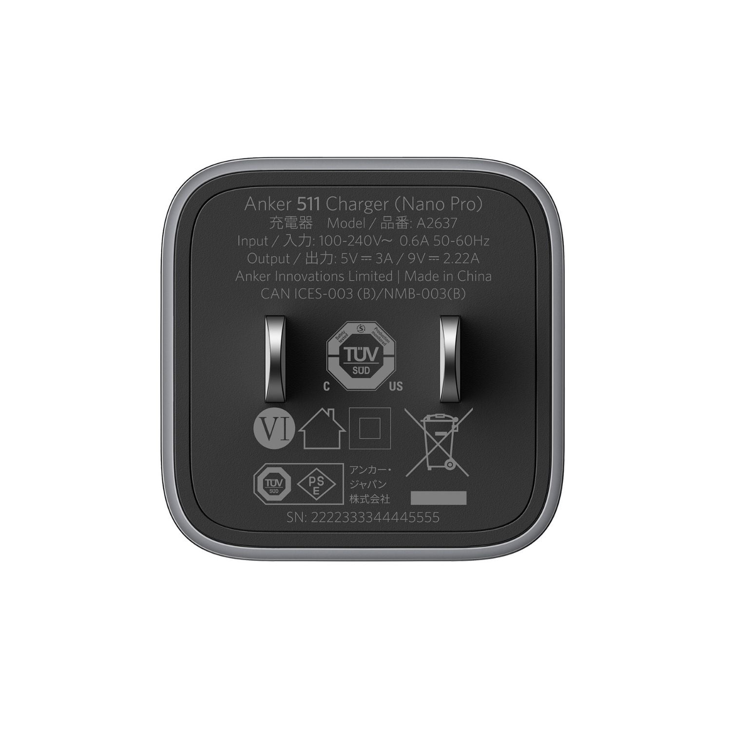 Cargador Anker Usb, c Rápido 20w Negro De Pared Negro