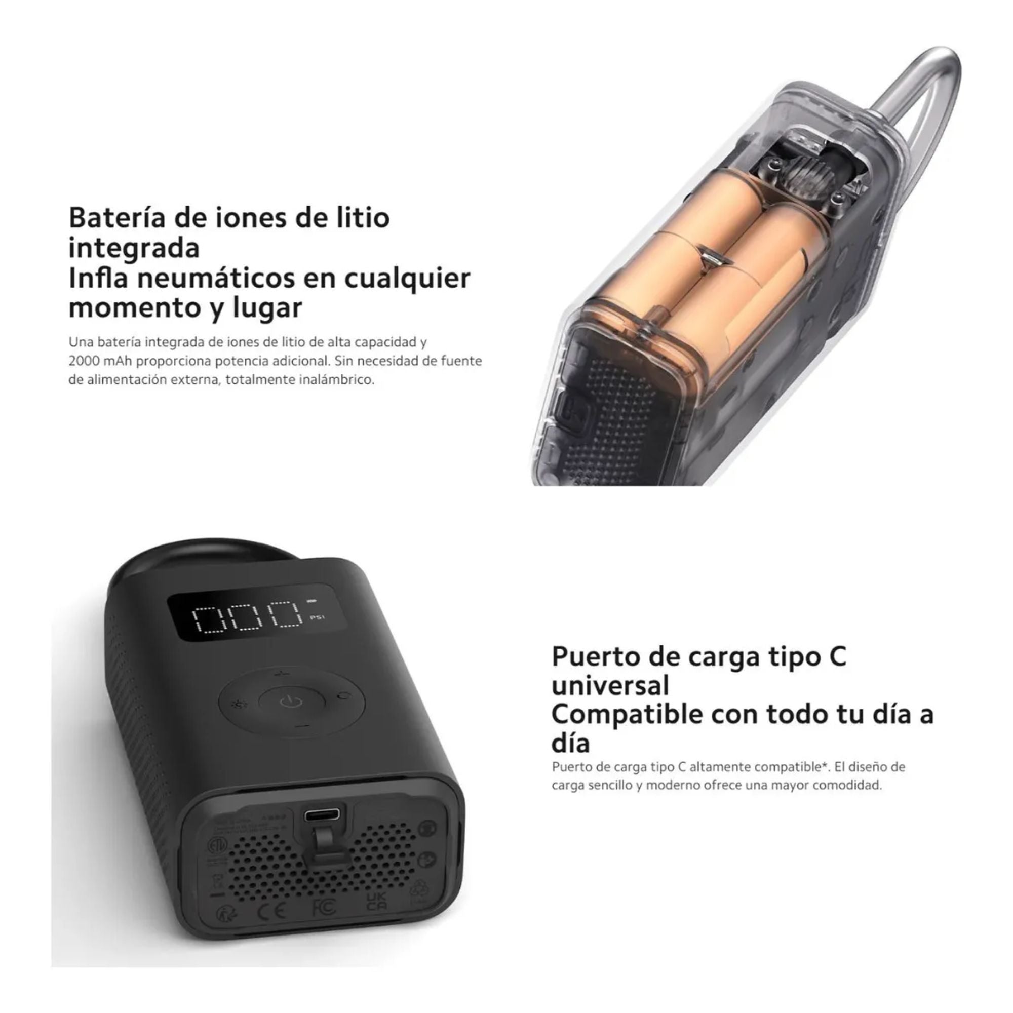 Compresor De Aire Portátil Xiaomi Portable Air Compressor 2 Recargable