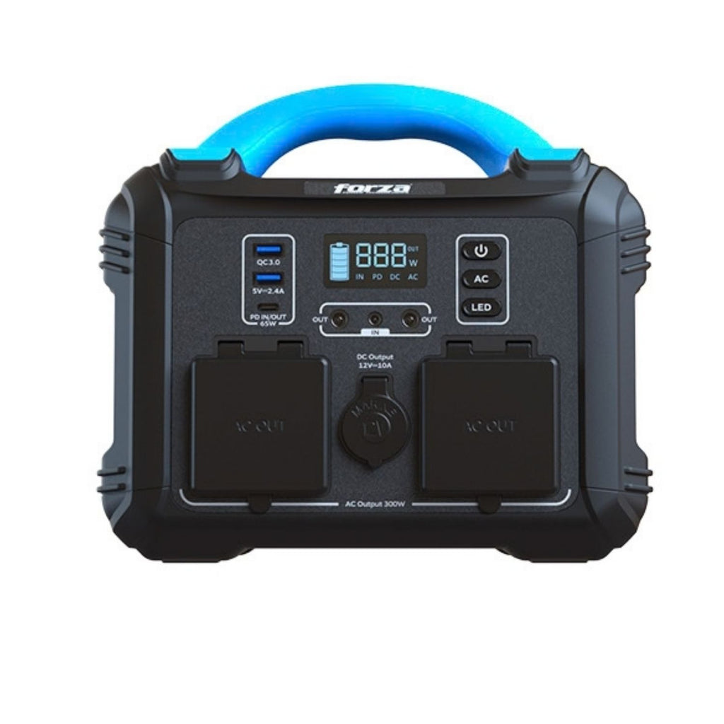 Planta Eléctrica Portátil Forza FPP-T300 Titan 300W Batería LiMnFePO4 2AC 6DC Lámpara LED Solar MPPT Negro Original + Accesorio de Regalo