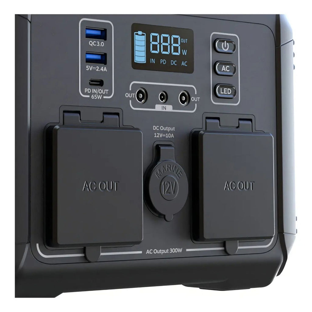 Planta Eléctrica Portátil Forza FPP-T300 Titan 300W Batería LiMnFePO4 2AC 6DC Lámpara LED Solar MPPT Negro Original + Accesorio de Regalo