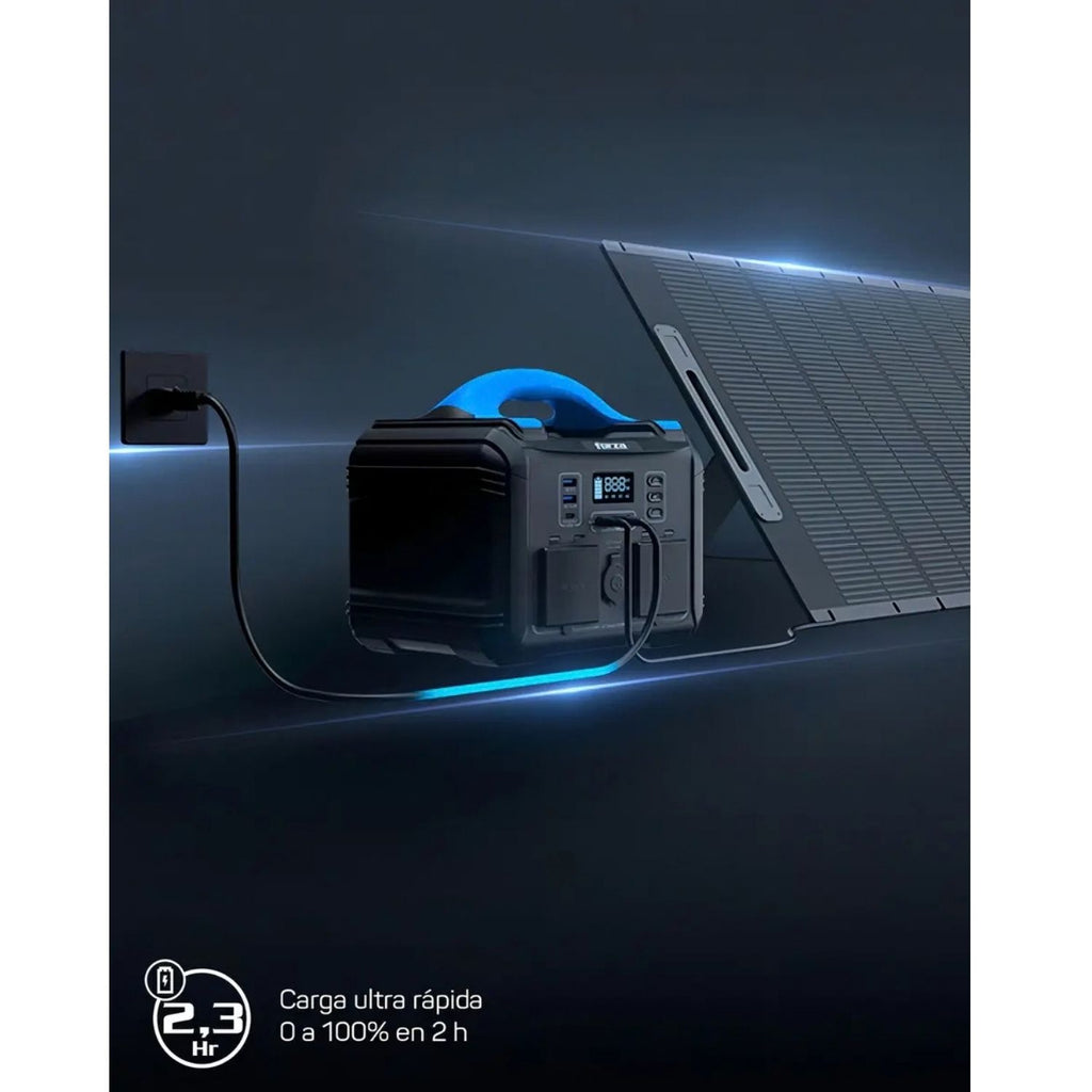 Planta Eléctrica Portátil Forza FPP-T300 Titan 300W Batería LiMnFePO4 2AC 6DC Lámpara LED Solar MPPT Negro Original + Accesorio de Regalo