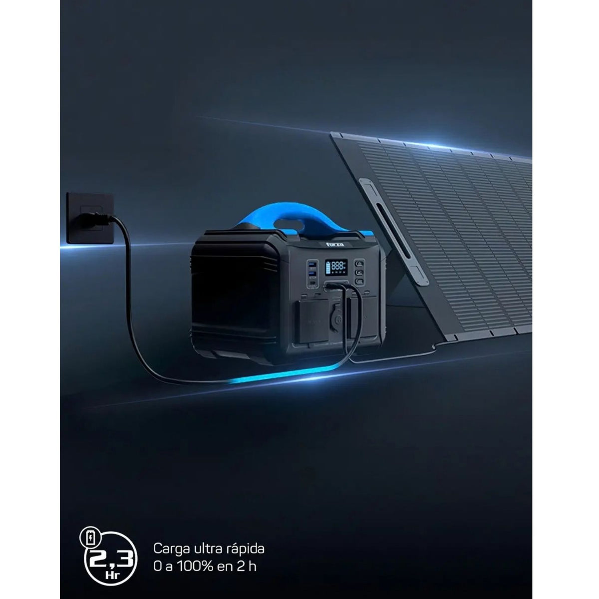 Planta Eléctrica Portátil Forza FPP-T300 Titan 300W Batería LiMnFePO4 2AC 6DC Lámpara LED Solar MPPT Negro Original + Accesorio de Regalo
