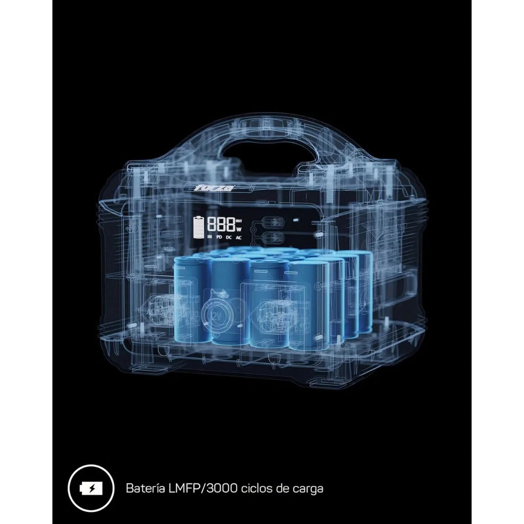 Planta Eléctrica Portátil Forza FPP-T300 Titan 300W Batería LiMnFePO4 2AC 6DC Lámpara LED Solar MPPT Negro Original + Accesorio de Regalo