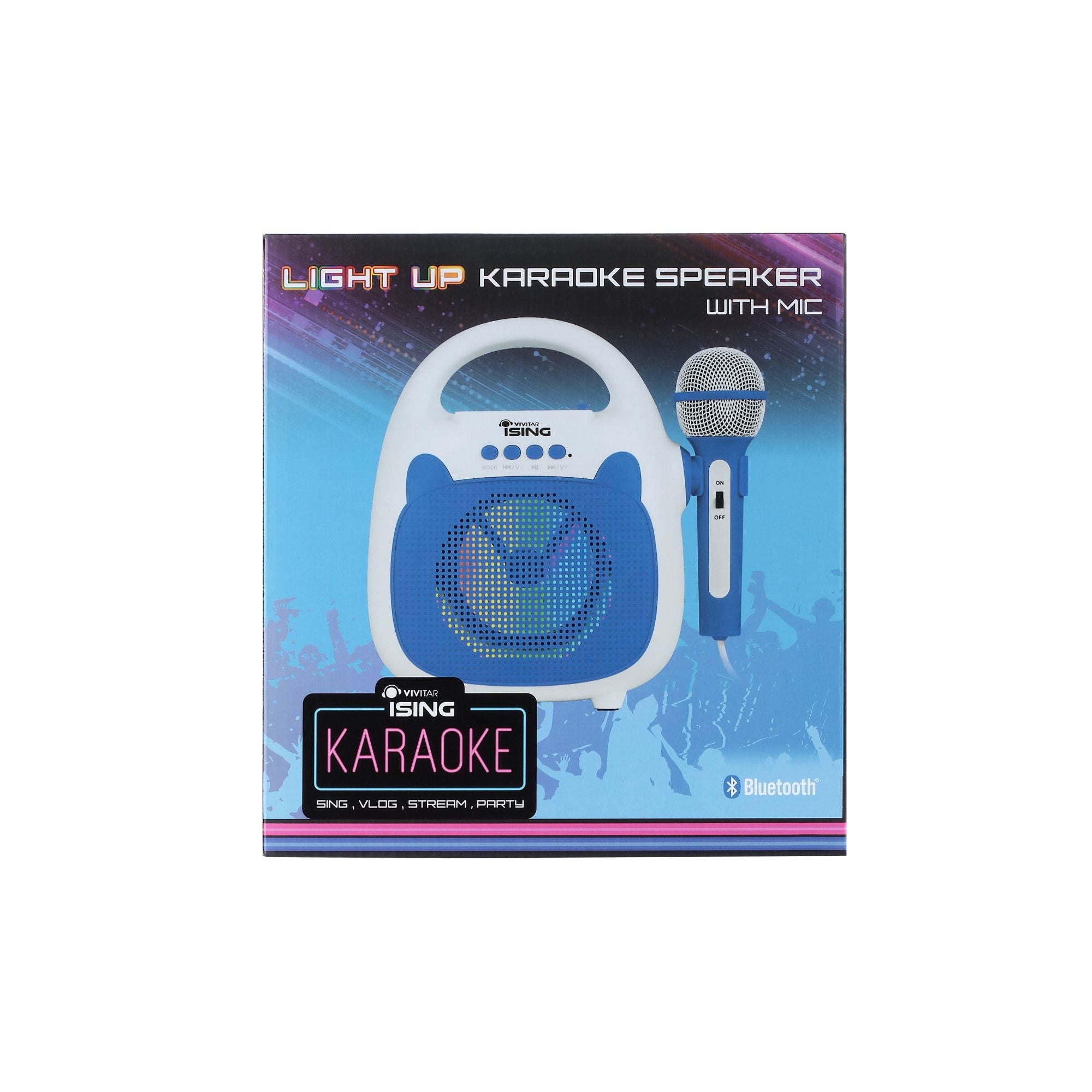 Parlante Karaoke Vivitar con Luz LED Hasta 12 hrs Color Azul