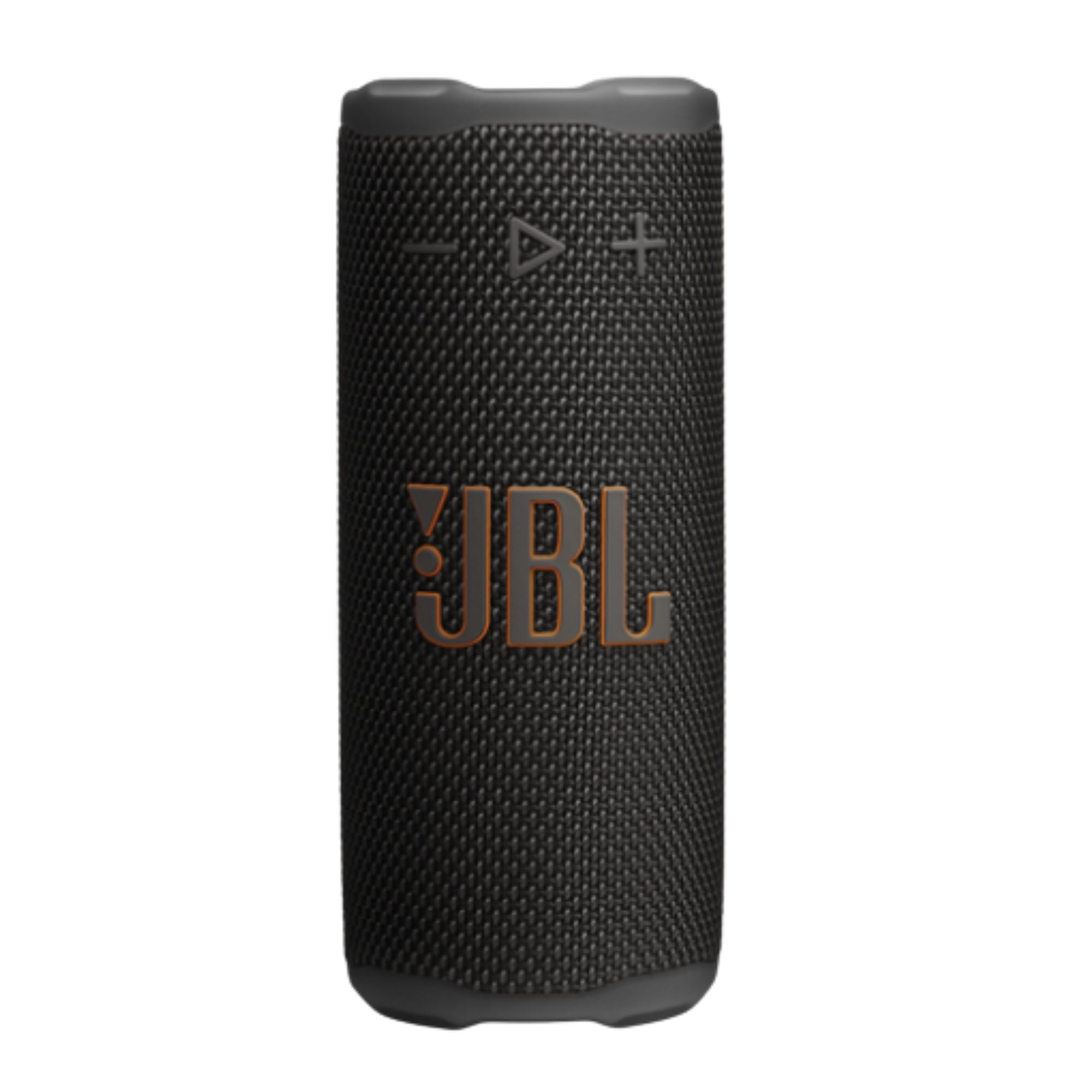 Caja de parlante Bluetooth JBL Grip negro en vista diagonal con asa superior