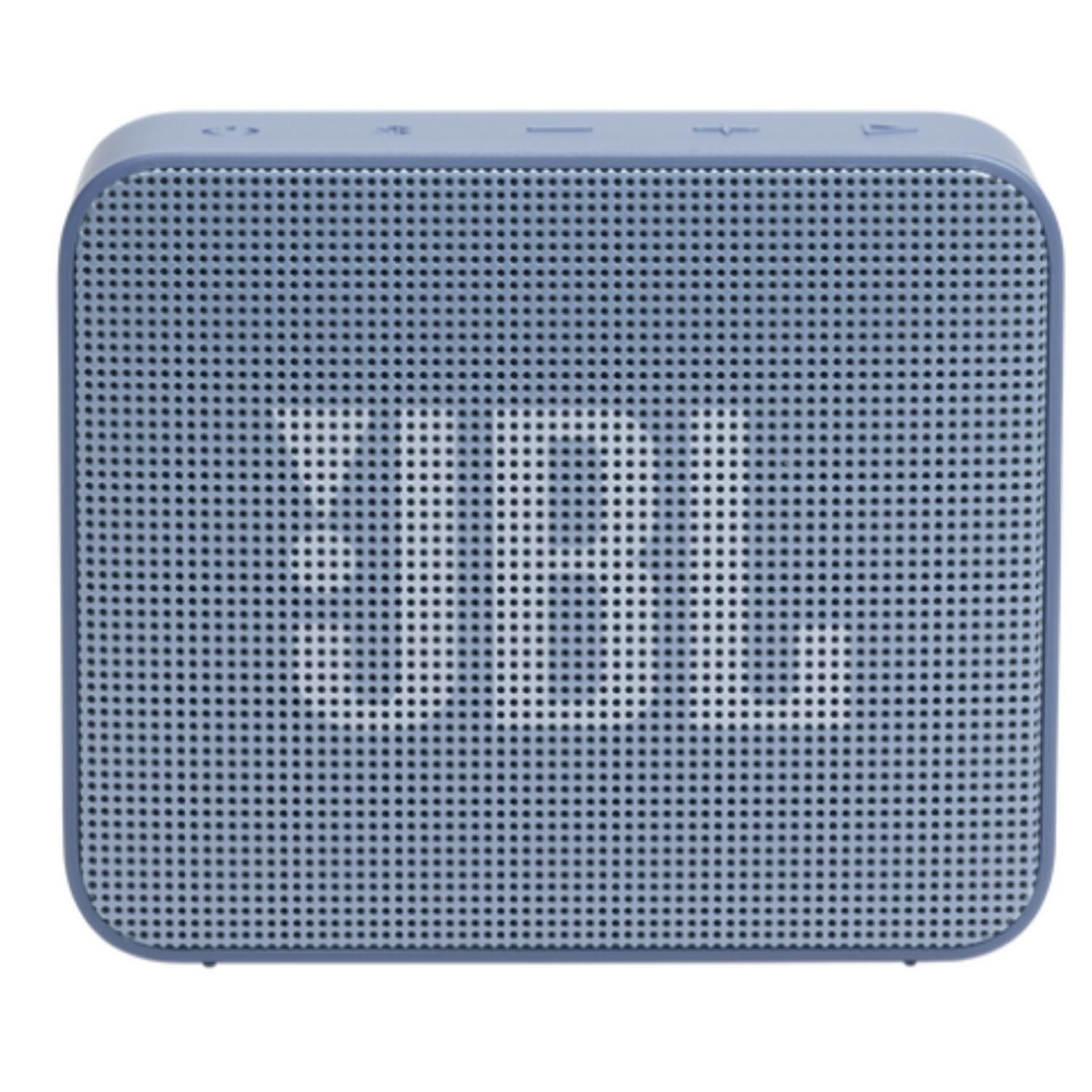Caja de parlante Bluetooth JBL Go Essential 2 azul en vista diagonal con asa superior