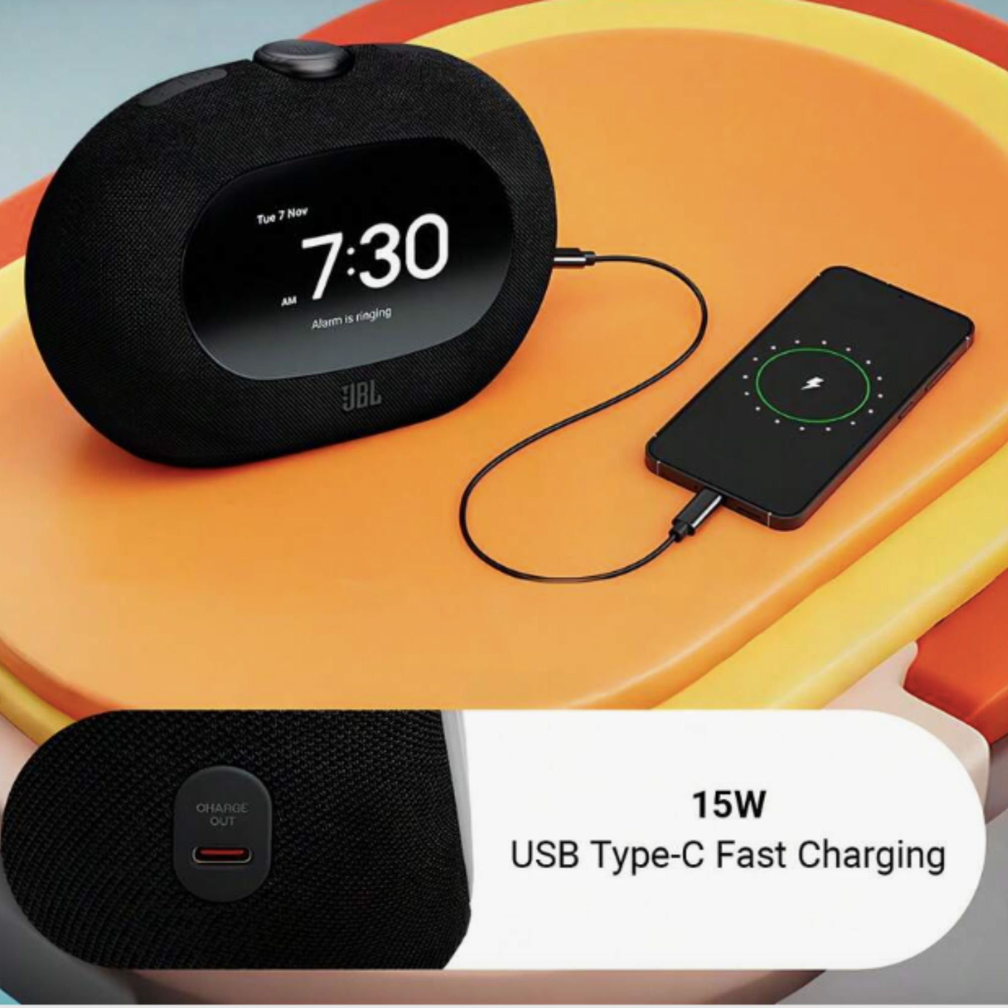 JBL Horizon 3 Radio Despertador Radio FM Bluetooth con Luz Ambiental Sonido Estéreo
