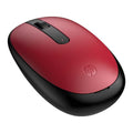 Mouse rojo y negro en vista lateral con rueda de desplazamiento visible