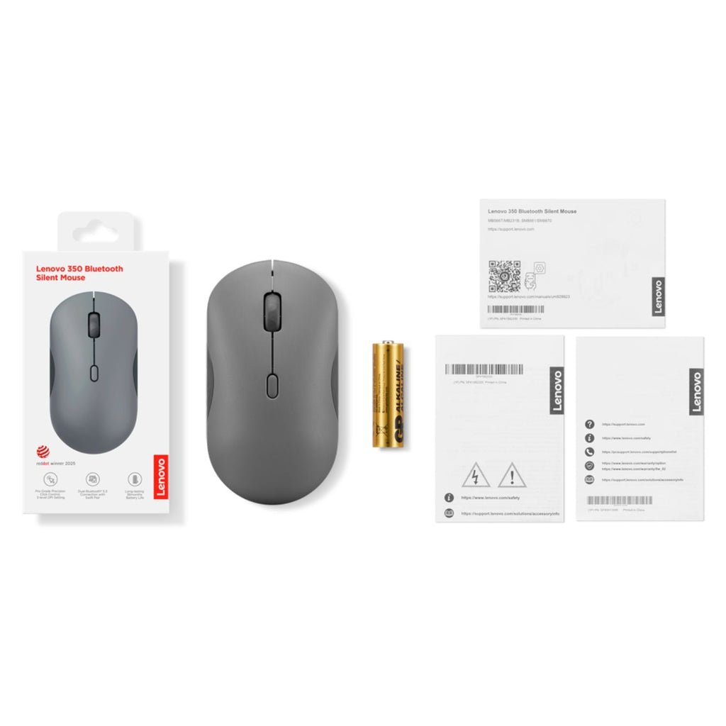 Mouse Lenovo 350 Bluetooth 5.3 Silencioso Ambidiestro 36 Meses Bateria Gris Original