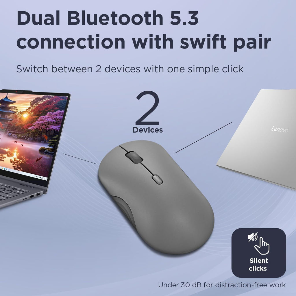Mouse Lenovo 350 Bluetooth 5.3 Silencioso Ambidiestro 36 Meses Bateria Gris Original