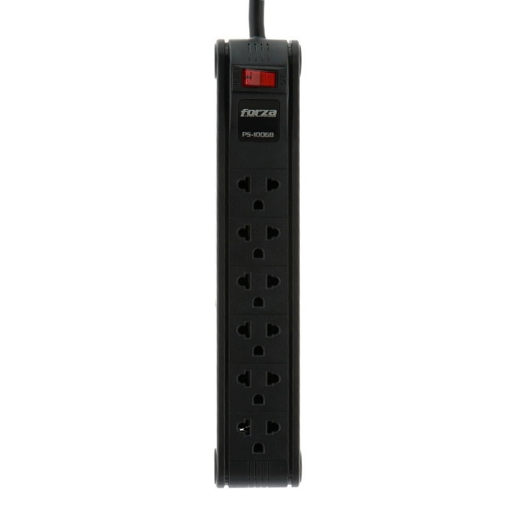 Regleta Forza PS-1006B 110/220V 6 Tomas NEMA Cable 3 Metros 1680W Breaker Interruptor Iluminado Negro Original
