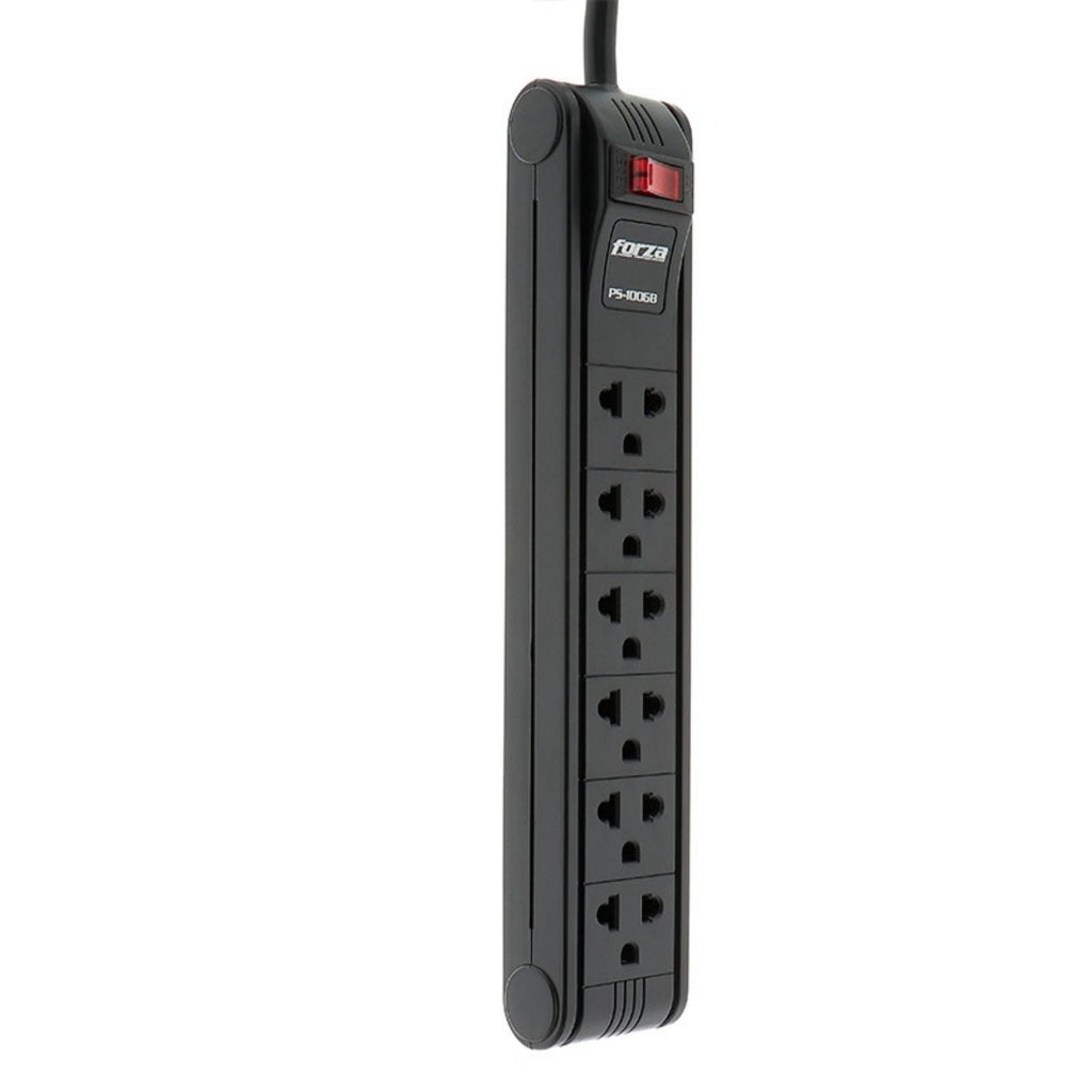 Regleta Forza PS-1006B 110/220V 6 Tomas NEMA Cable 3 Metros 1680W Breaker Interruptor Iluminado Negro Original