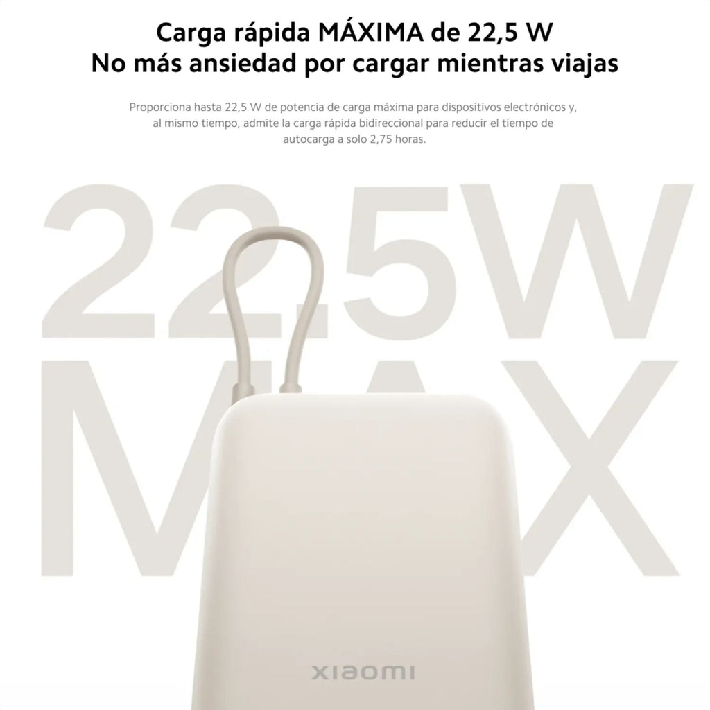 Xiaomi Bateria Cargador Portatil 10.000 mAh con Cable Tipo C Integrado 22.5 W