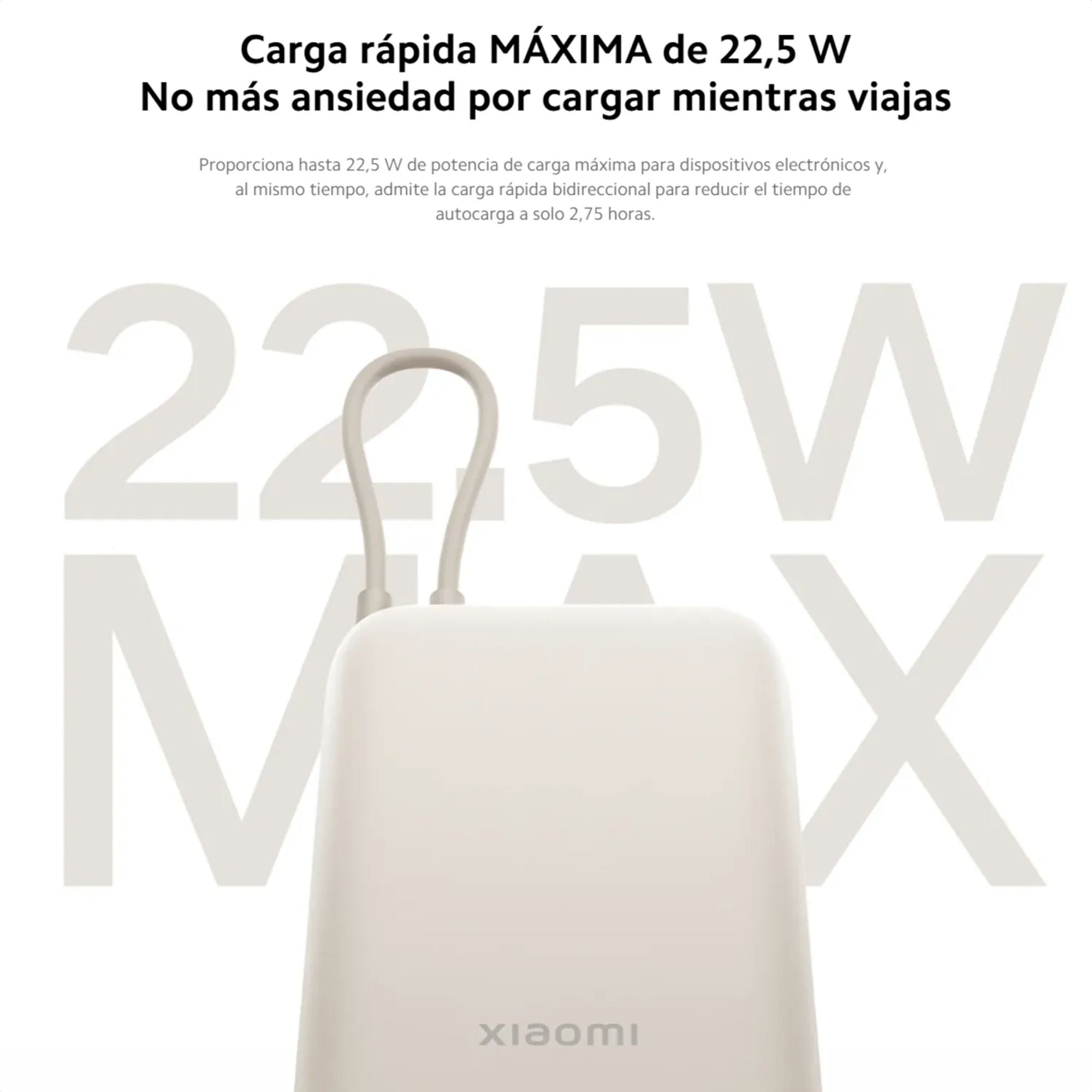 Xiaomi Bateria Cargador Portatil 10.000 mAh con Cable Tipo C Integrado 22.5 W