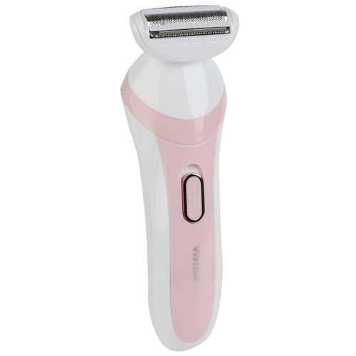 Caja trasera de rasuradora corporal Vivitar PGV207 PNK rosa y blanca con cabezal de lámina