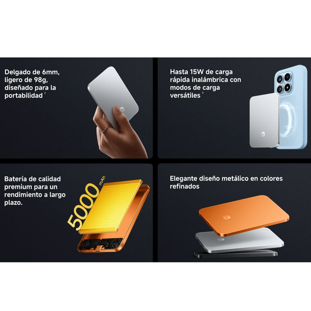 Batería Portátil Xiaomi UltraThin Magnetic Power Bank 5000mAh 15W Carga Magnética Inalámbrica – 6mm 98g
