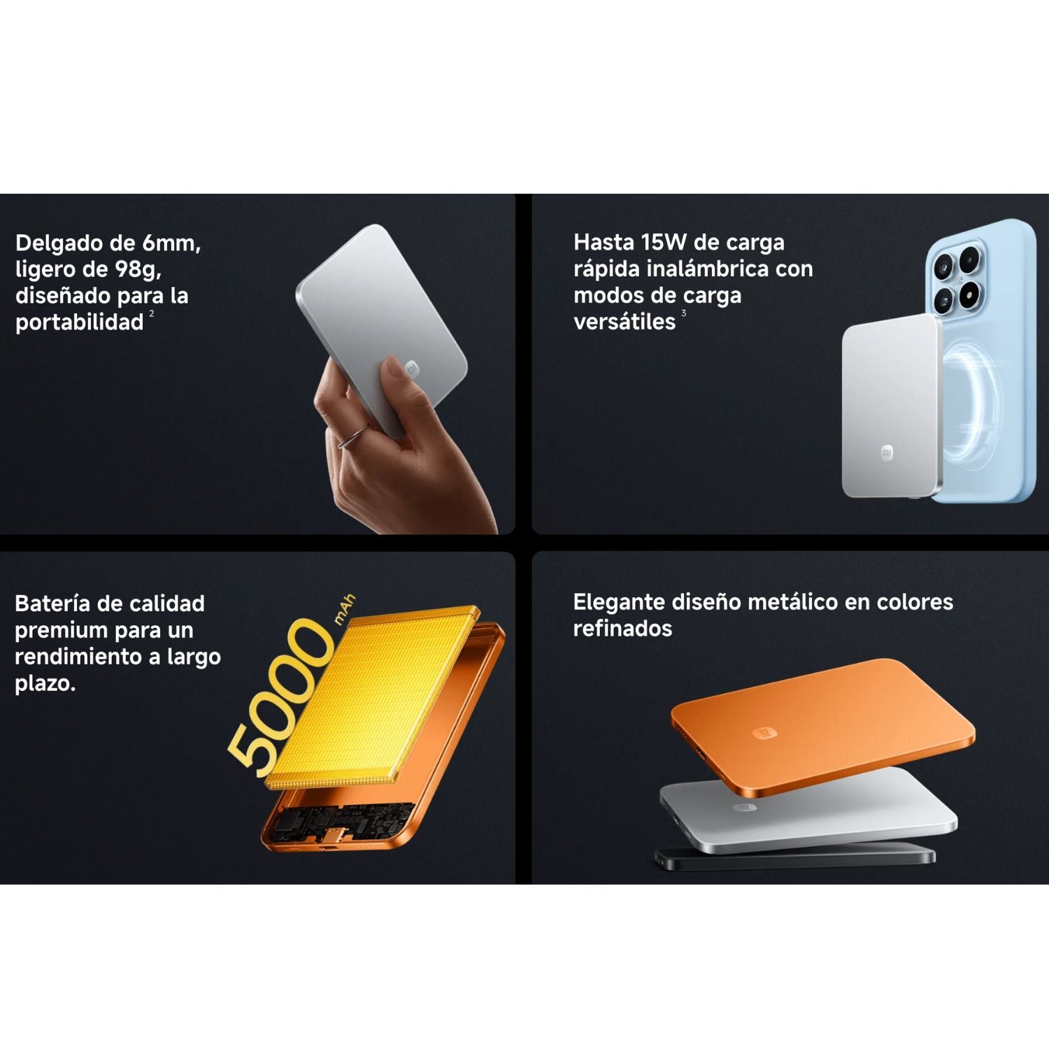 Batería Portátil Xiaomi UltraThin Magnetic Power Bank 5000mAh 15W Carga Magnética Inalámbrica – 6mm 98g