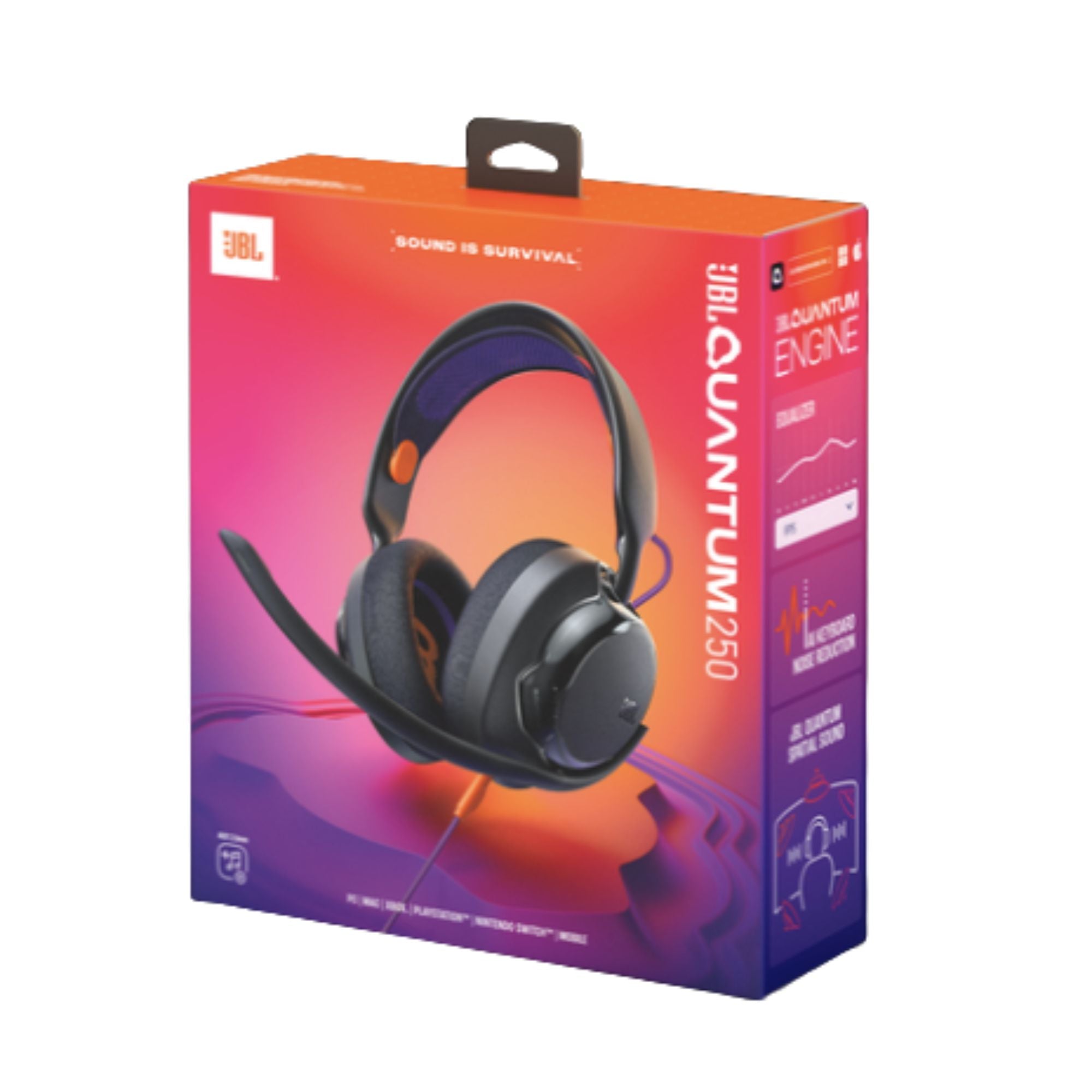 JBL Quantum 250 – Audifonos Gamer con Microfono y Sonido Envolvente JBL QuantumSound Negro