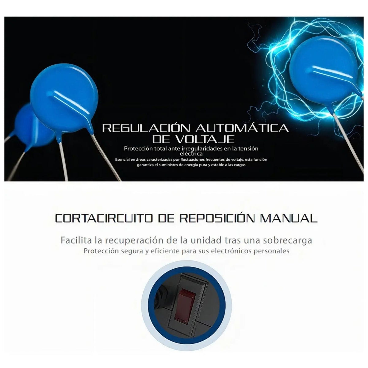 Regulador de Voltaje Forza FVR-1011 AVR 1000VA 500W 115V 4 Tomas NEMA Protección Brownout Negro Original