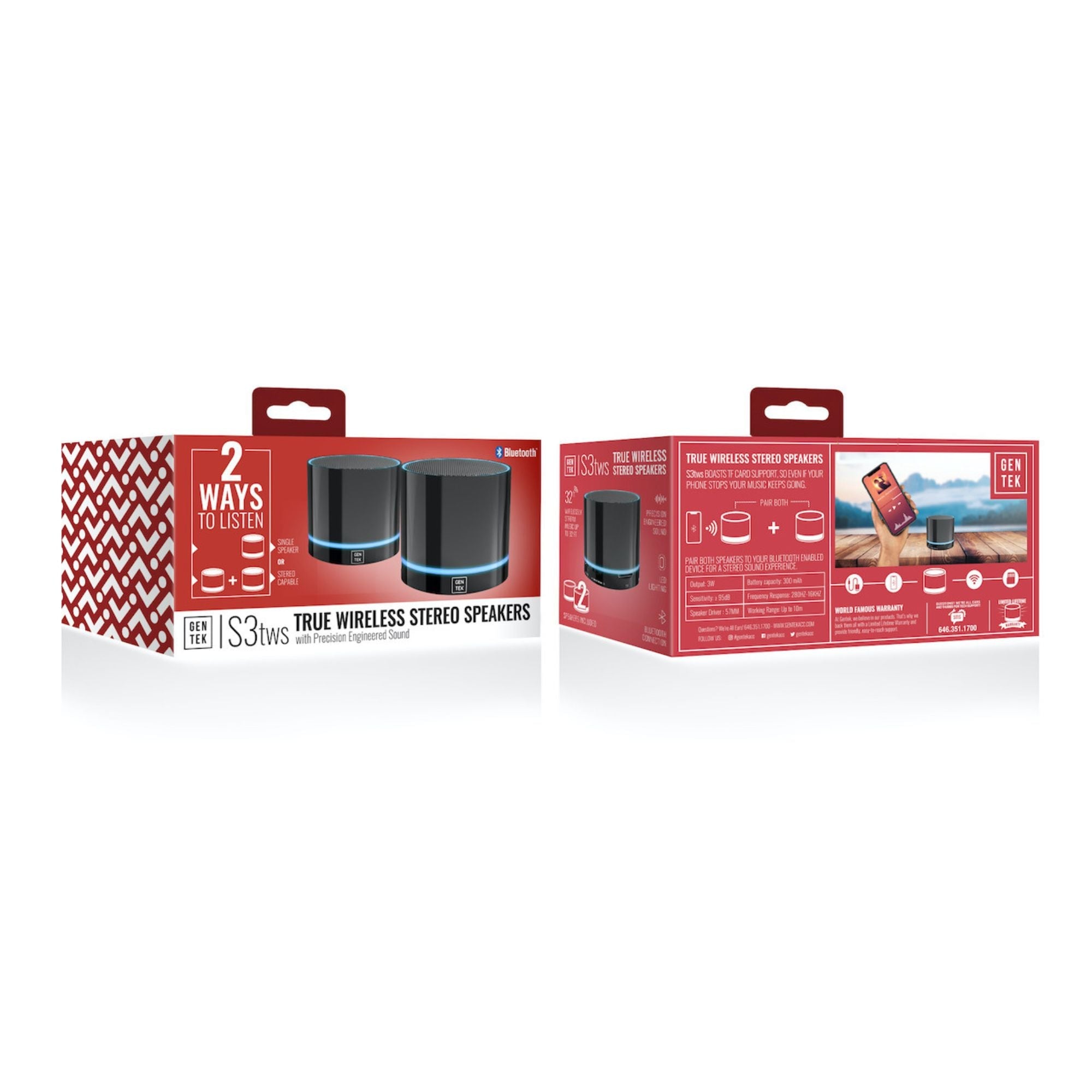Parlantes Gentek Tws 3w Luz Led 2 Piezas