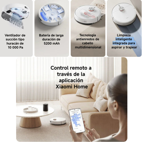 Aspiradora Robot Xiaomi Vacuum S40 Blanco 10000Pa Mapeo Láser Cepillo Voluminizador de Regalo