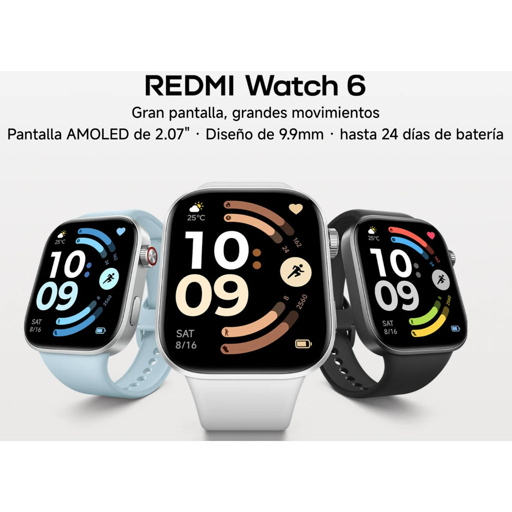 Reloj Inteligente Redmi Watch 6 Xiaomi AMOLED 2.07" GNSS 5 Satélites 24 Días Batería – Negro Obsidiana
