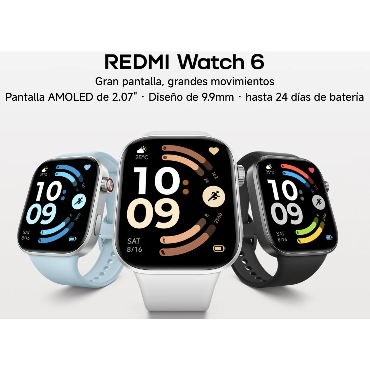 Reloj Inteligente Redmi Watch 6 Xiaomi AMOLED 2.07" GNSS 5 Satélites 24 Días Batería – Negro Obsidiana