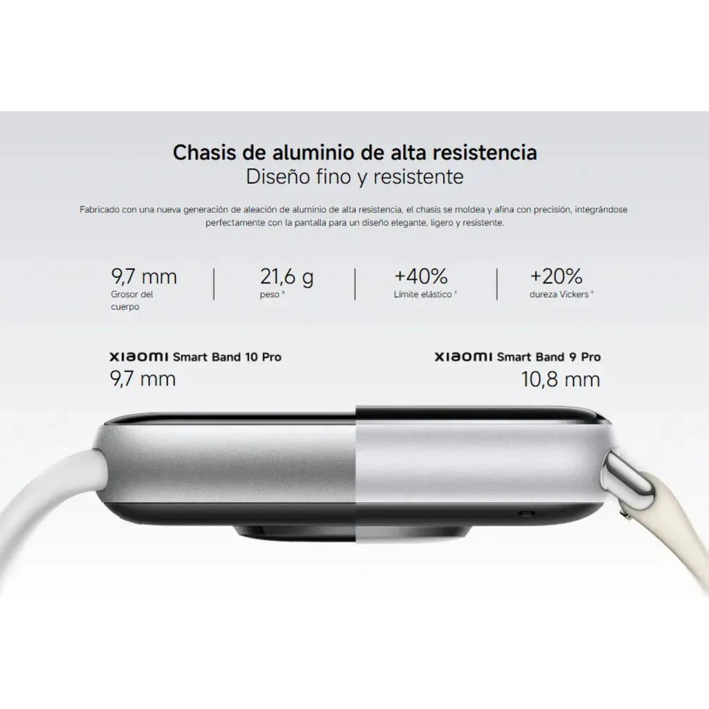 Xiaomi Smart Band 10 Pro Pulsera Inteligente AMOLED 1.74" 21 Días Batería – Plata