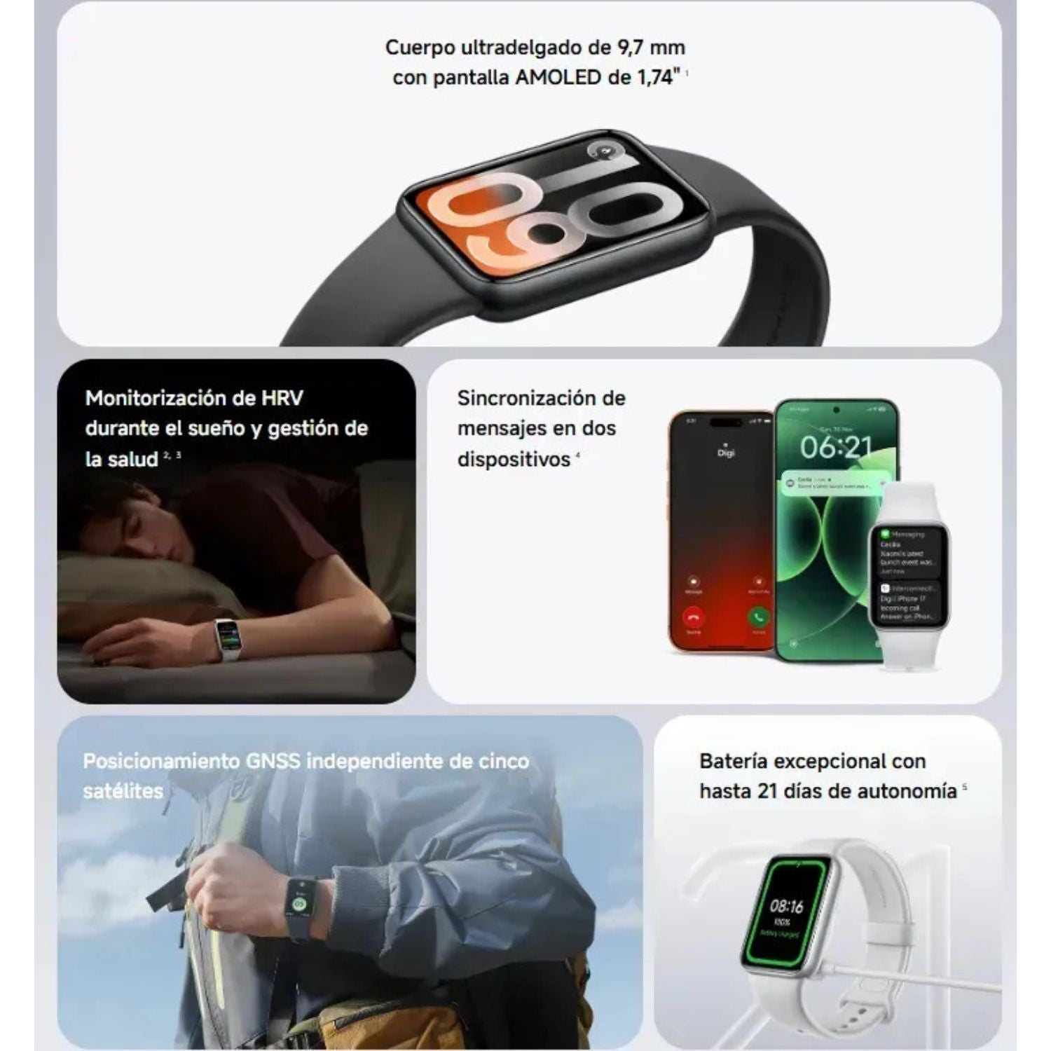 Xiaomi Smart Band 10 Pro Pulsera Inteligente AMOLED 1.74" 21 Días Batería – Plata