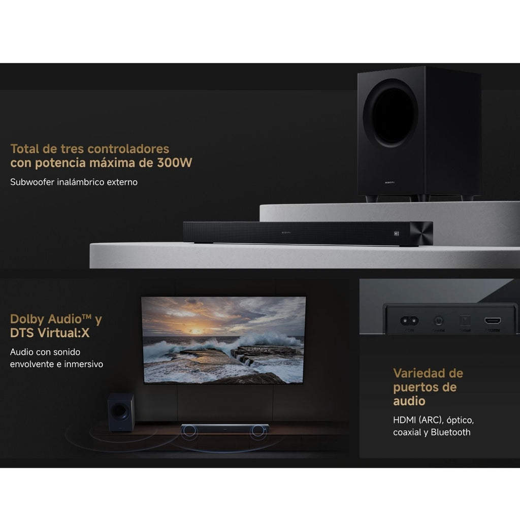 Xiaomi Soundbar Pro 2.1ch Cine en tu hogar 300W Subwoofer Inalambrico Bluetooth