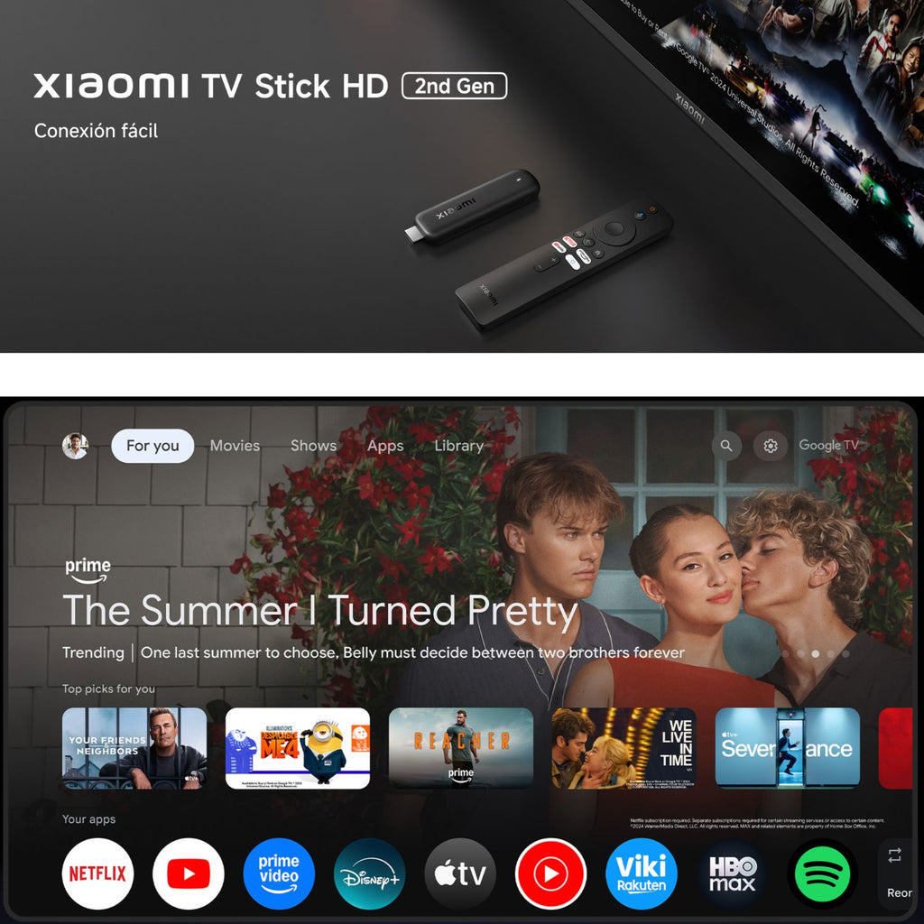 Xiaomi TV Stick HD 2da Generacion Google TV HDR10 Plus Dolby Audio DTS Chromecast WiFi Doble Banda