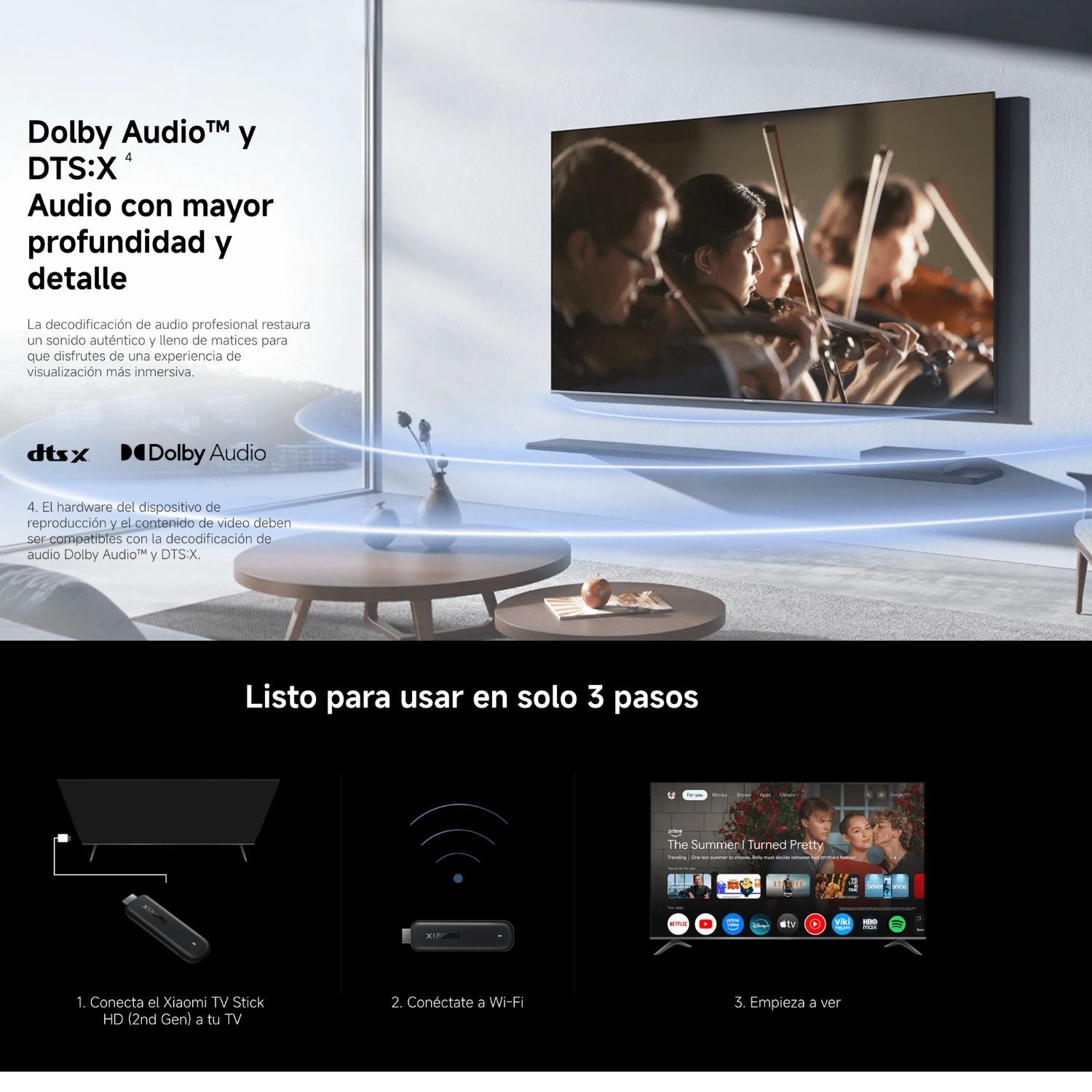 Xiaomi TV Stick HD 2da Generacion Google TV HDR10 Plus Dolby Audio DTS Chromecast WiFi Doble Banda